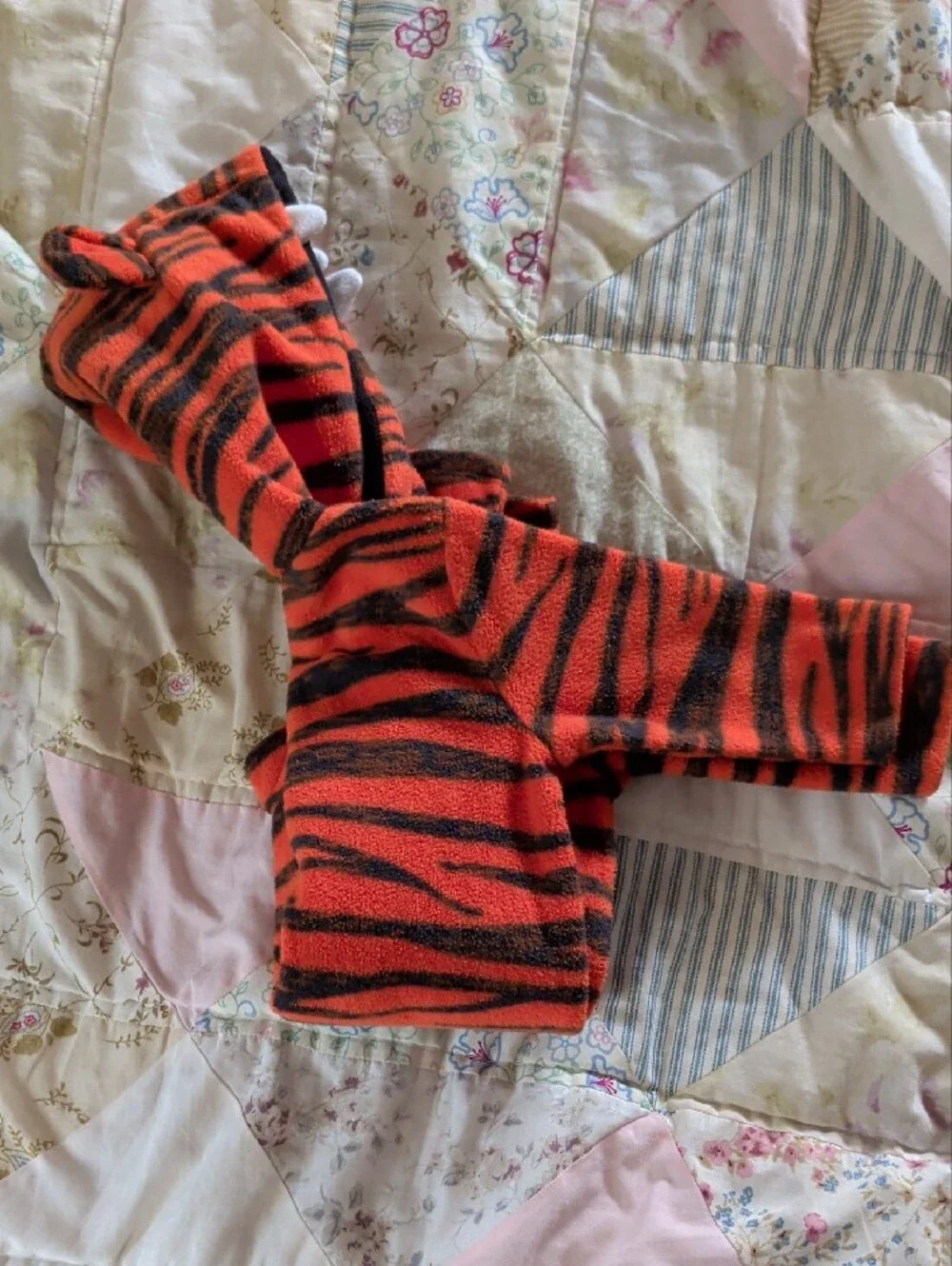 Old Navy Orange and Black Tiger-Stripe Hooded One-Piece